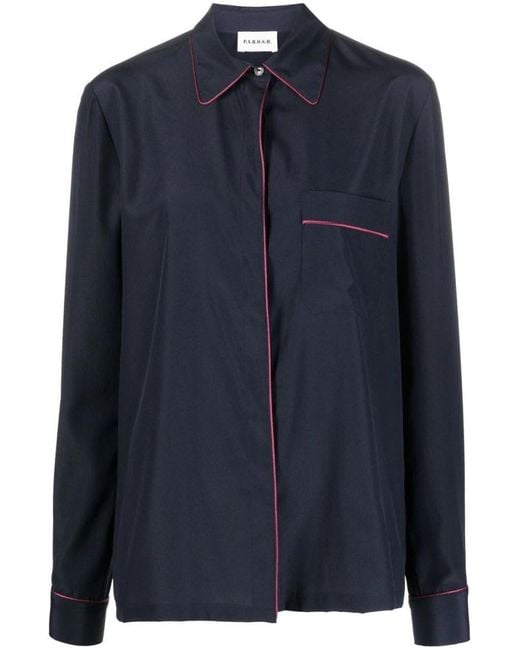 P.A.R.O.S.H. Blue Seam-Detail Button-Up Shirt