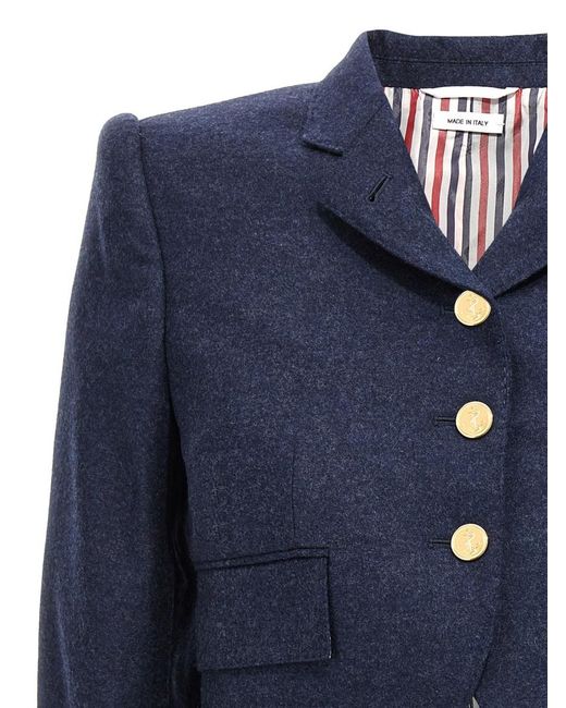 Thom Browne Blue Cropped Flannel Jacket