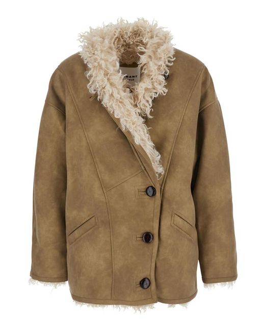 Isabel Marant Natural Solid Shawl Neck Jacket