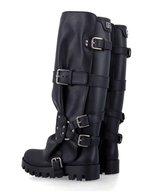 Dolce & Gabbana Blue Dolce & Gabbana Rubber And Leather Boots