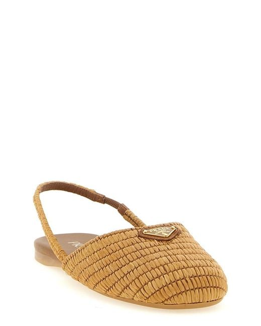 Prada Brown Slingback Ballet Flats
