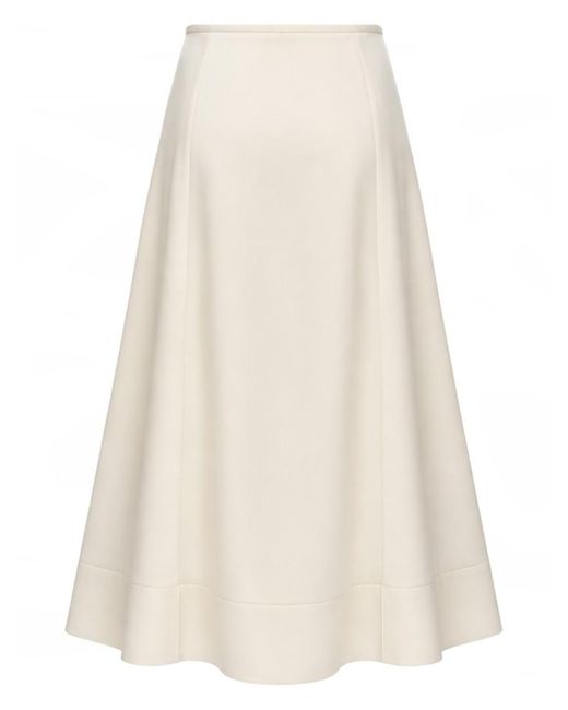 Jil Sander White Solid Flared Midi Skirt