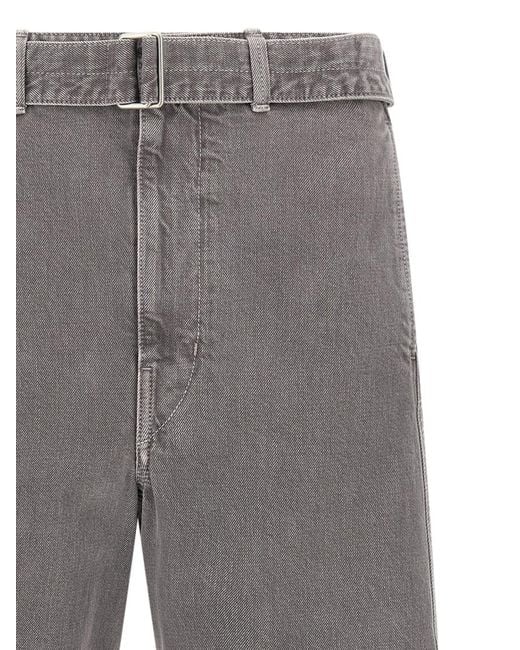 Lemaire Gray 'Twisted Belted' Jeans for men
