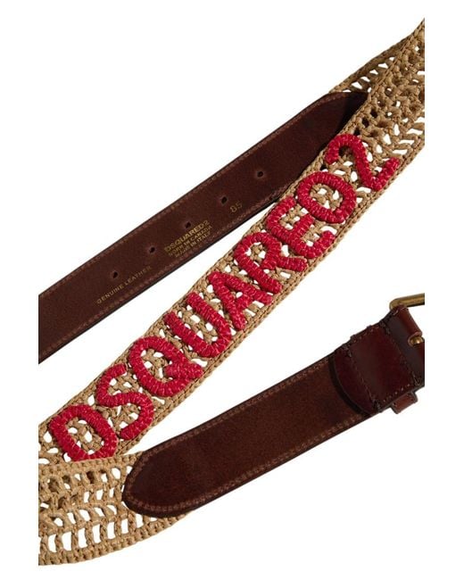 DSquared² Red Knitted Logo Belt