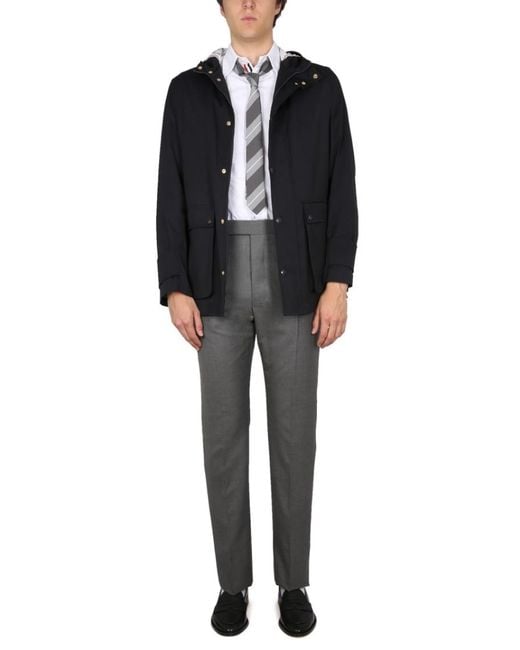Thom Browne Black Solid Hood Jacket for men