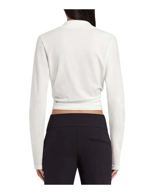 Courreges White Solid Peaked Lapel Top