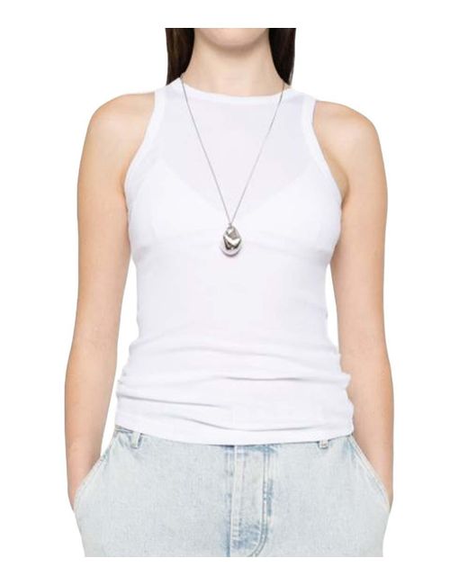 Herskind White Solid Round Neck Top