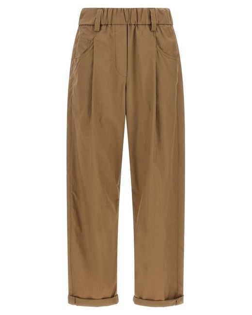 Brunello Cucinelli Natural Straight Drawstring Pants