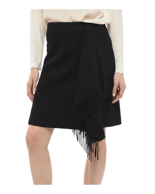 Woolrich Black Solid Knee Length Skirt