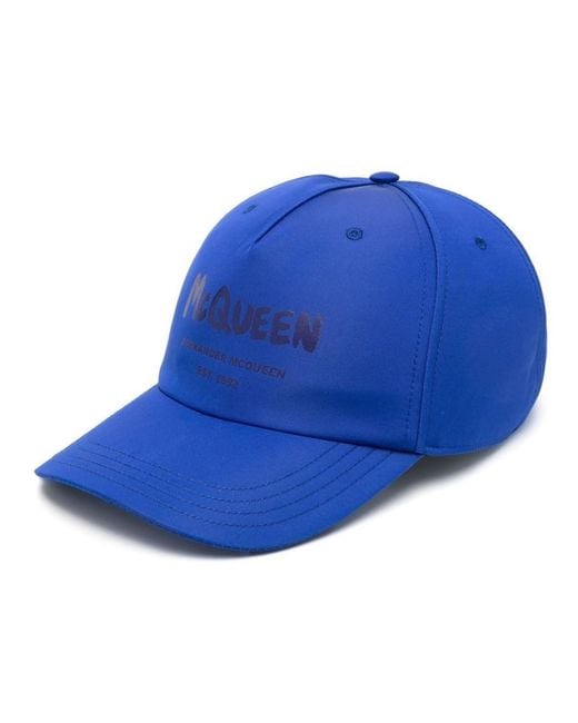 McQueen Blue Graffiti Logo Baseball Hat for men