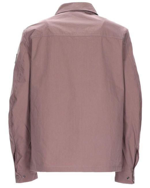 Belstaff Pink Solid Shirt Collar Jacket for men