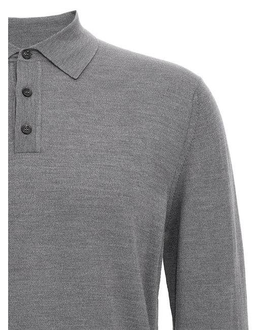 Zanone Gray Solid Polo Shirt for men