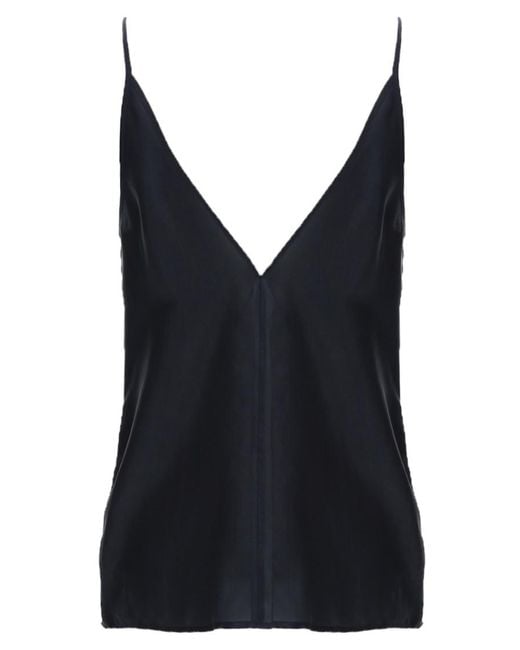 Alysi Black Solid V Neck Top