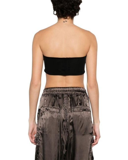 Rick Owens Black Solid Strapless Top