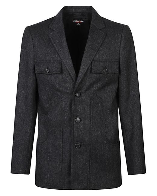 DSquared² Black Single Breasted Blazer for men