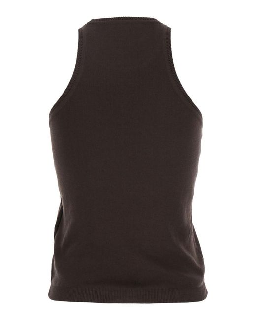 Max Mara Black Solid Round Neck Top