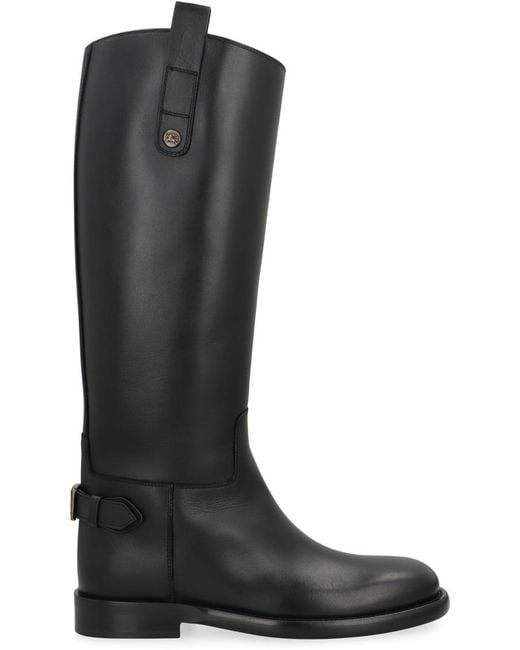 Burberry Black Solid Round Toe Boots