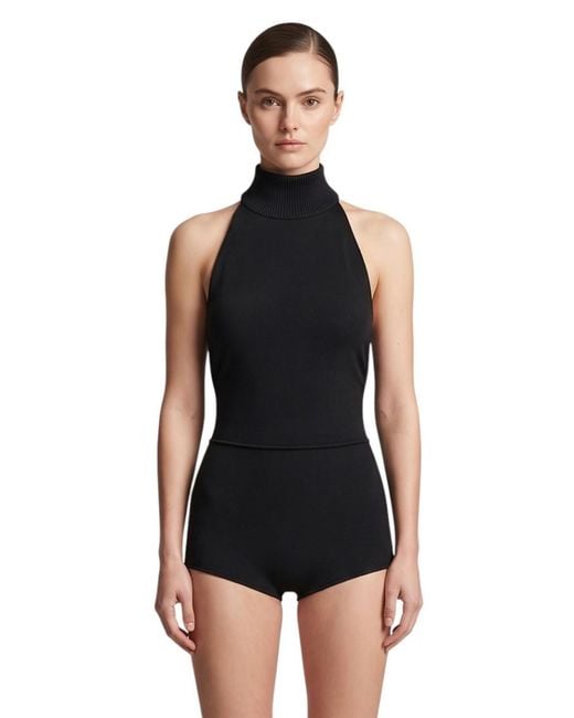 Max Mara Black Solid Turtle Neck Top