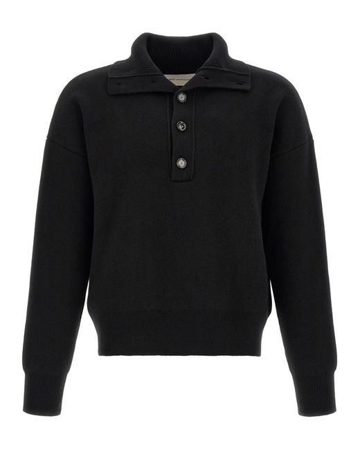 AMI Black Button-Up Sweater for men