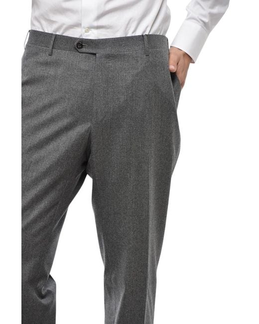 Corneliani Gray Flat Front Pants for men