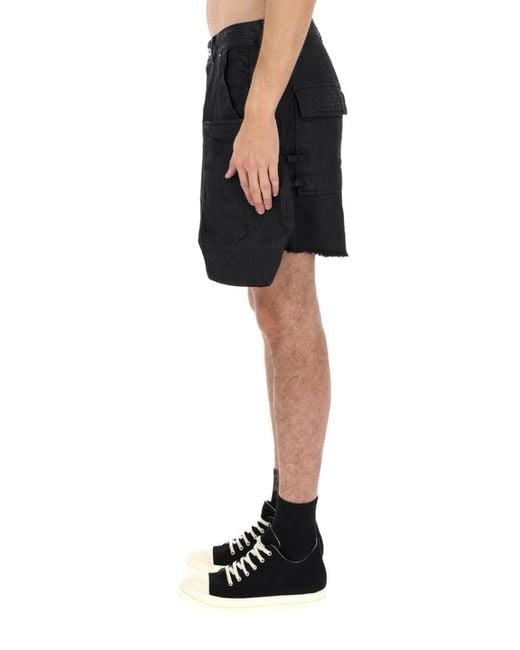Rick Owens Black Solid Shorts for men