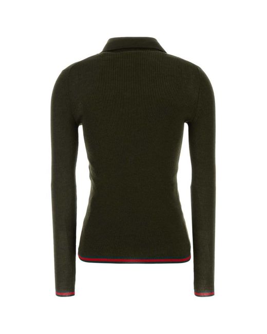 Gucci Green Wool Polo Sweater