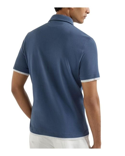 Brunello Cucinelli Blue Solid Polo for men