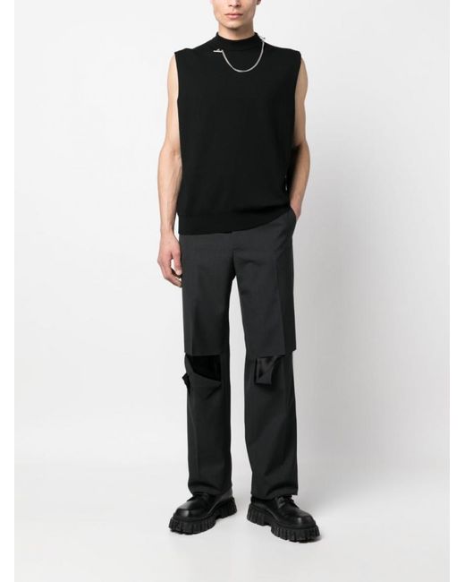 Givenchy Black Ripped Wool Trousers for men