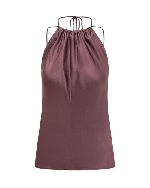 Pinko Purple Solid Halter Neck Top