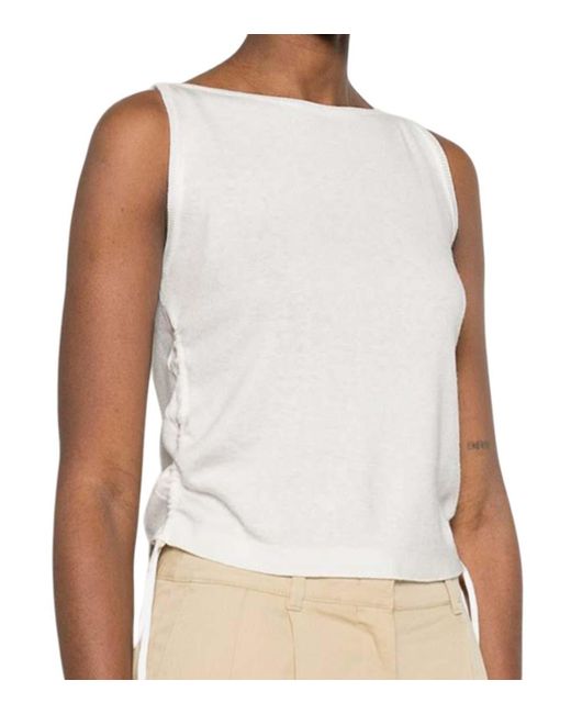 DUNST White Solid Round Neck Top