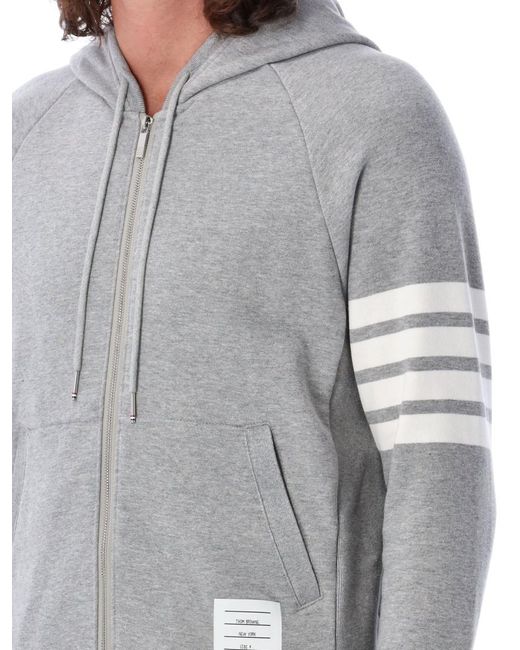 Thom Browne Gray Classic Loopback Full-Zip Hooded Sweatshirt for men
