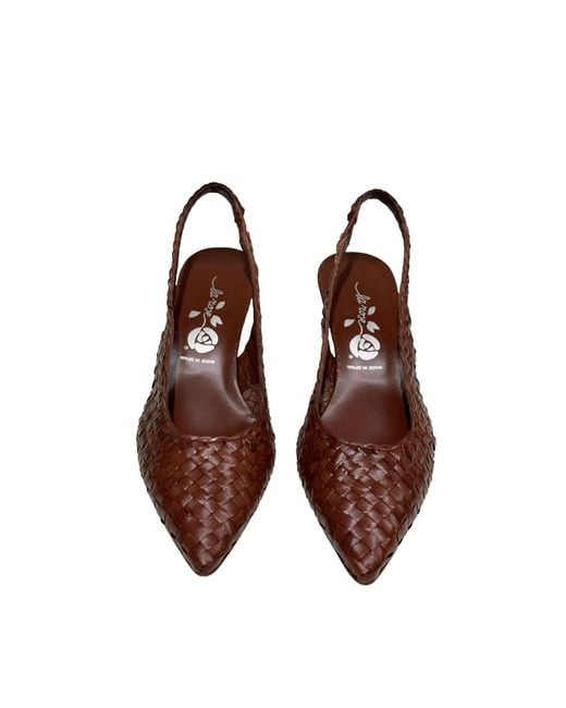 LA ROSE Brown Slingback Pumps