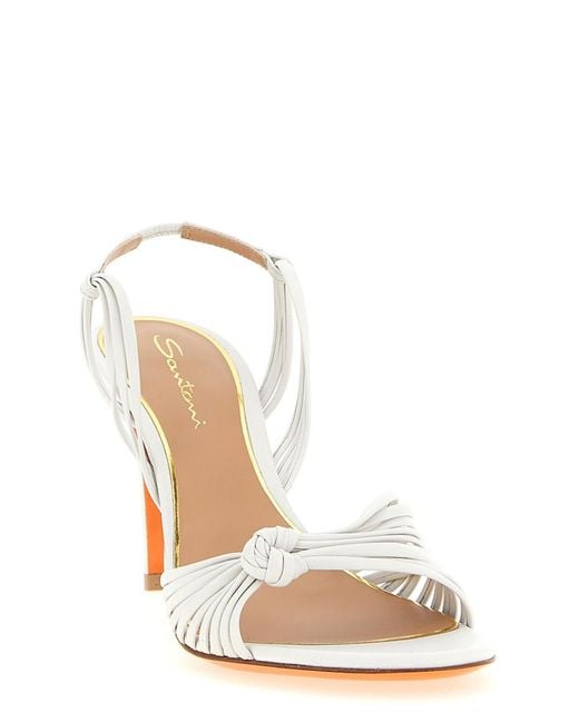 Santoni White Open Round Toe Heels