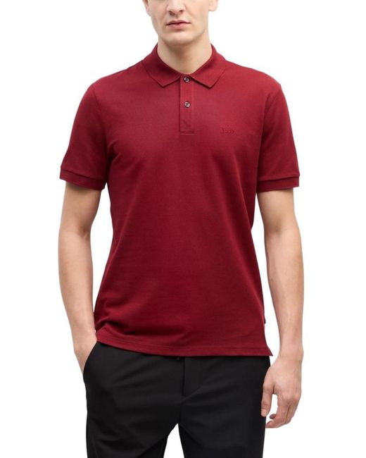 Boss Red Cotton Solid Polo for men