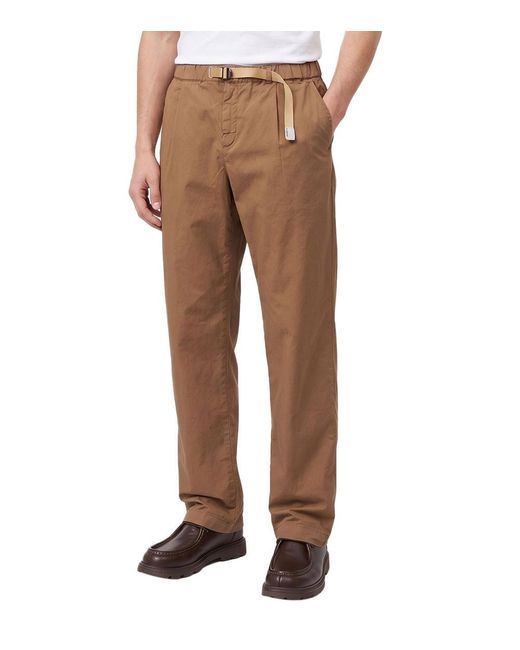 White Sand Brown Flat Front Pants for men