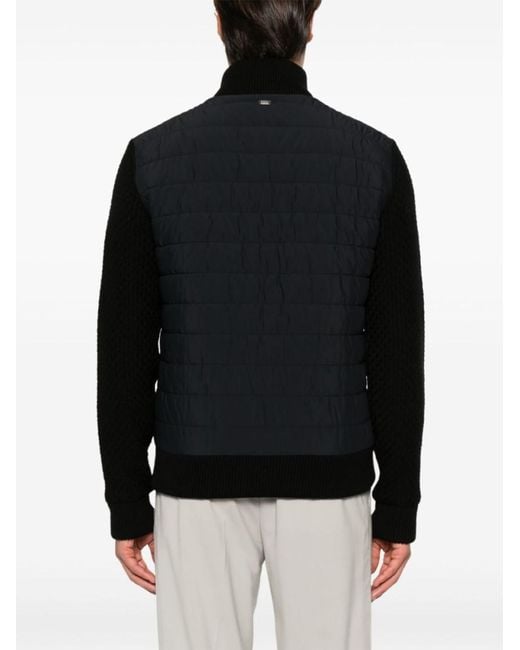 Herno Black Nylon And Wool Bomber Jacket for men