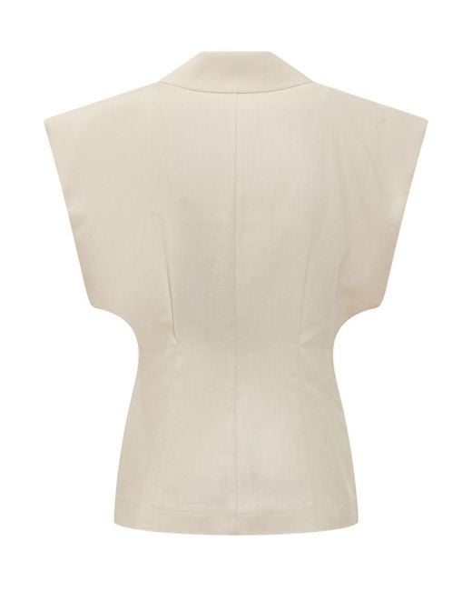 Pinko White Solid Notched Lapel Blazer
