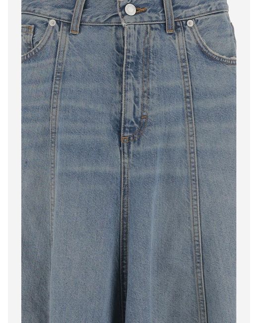 Haikure Blue Flared Midi Skirt