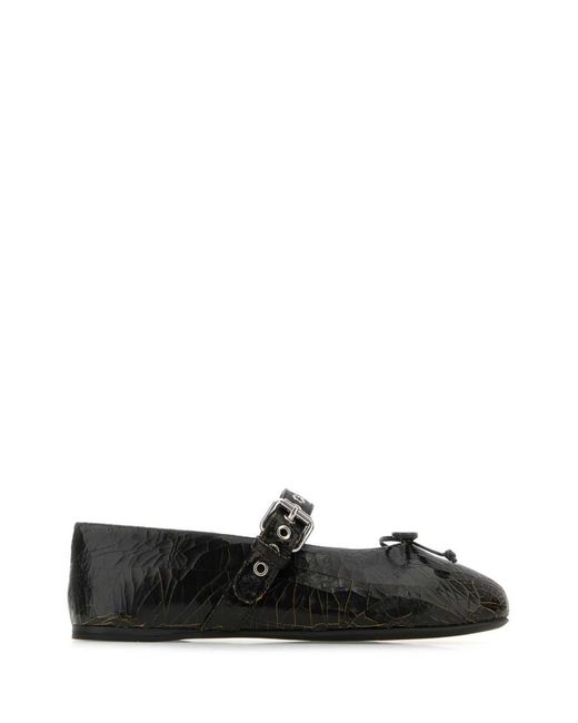 Miu Miu Black Leather Ballet Flats