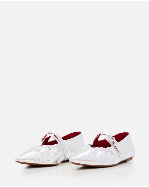 Plan C White Leather Ballet Flats
