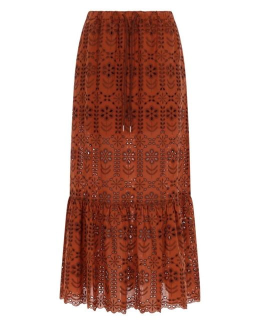Paul Smith Brown Skirt Gonna Lunga Traforata