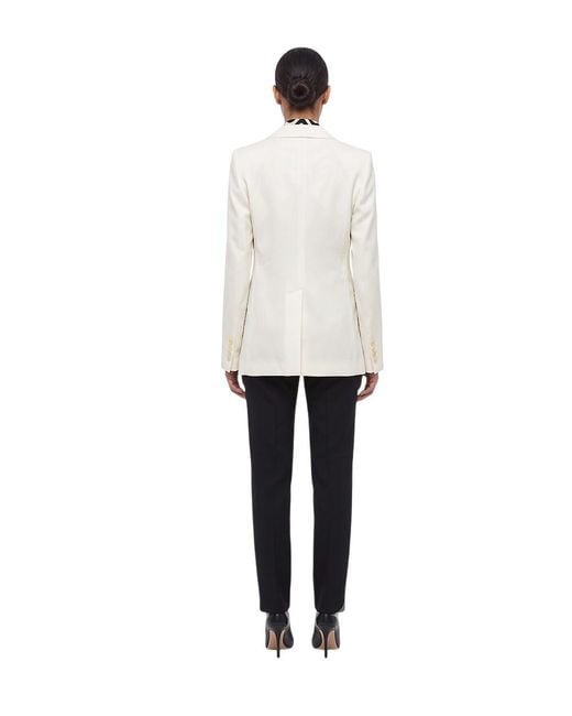 Stella McCartney White Solid Peaked Lapel Blazer