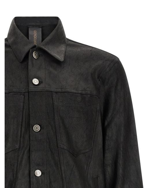 Giorgio Brato Black Solid Shirt Collar Jacket for men