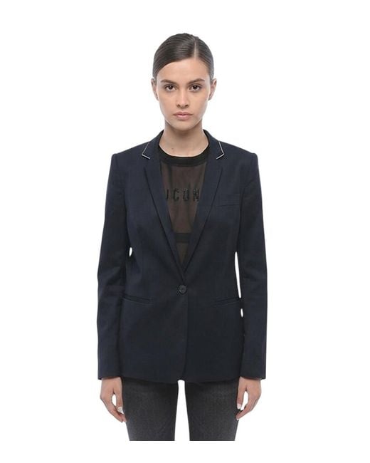 Stella McCartney Blue Solid Notched Lapel Blazer