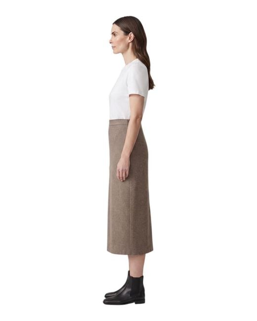 Brunello Cucinelli White Solid Midi Skirt