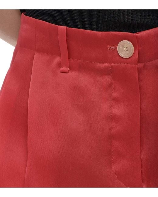 Khaite Red Solid Maxi Skirt