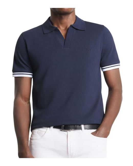 Fay Blue Solid Shirt Collar Polo for men
