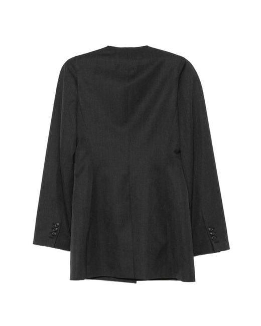 Maison Margiela Black Solid Notched Lapel Blazer