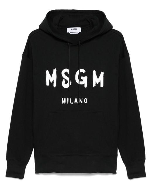 MSGM Black Raglan Sleeve Hoodie for men