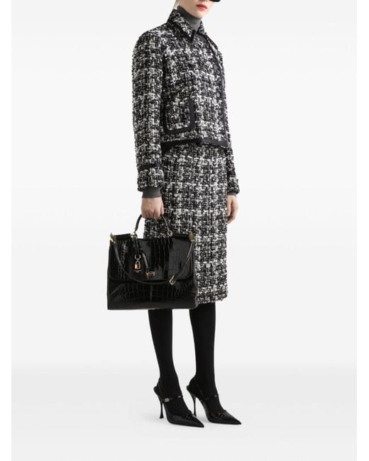 Dolce & Gabbana Black Wool Blend Midi Skirt